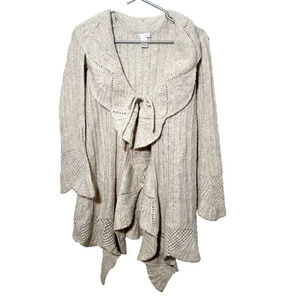 Sarah Spencer Cardigan M Wool Mohair Blend Y2K Lagenlook Boho Ruffle Tie Mori